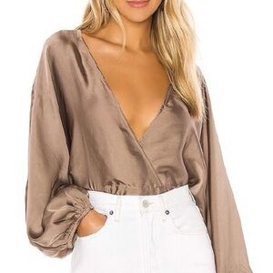 Free People Midnight Vibes Silky Dolman Long Sleeve Crop Blouse
Large